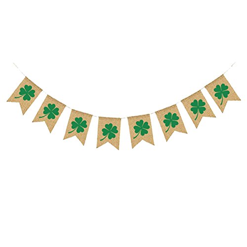 OULII Wimpelkette mit irischem Kleeblatt-Motiv, Jute, Girlande für St. Patrick's Day Dekorationen von OULII