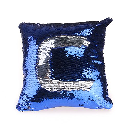 Oulii 2 DIY-Kissenbezüge mit Glitter-Pailletten, ändern die Farbe, Dekoration für Zuhause, Sofa – blau von OULII