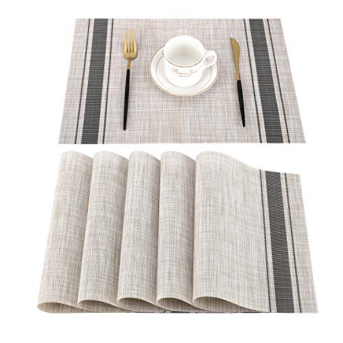 OUME Tischsets Abwischbar 6er Set Platzset Abwaschbar PVC rutschfest Abgrifffeste Hitzebeständig Platzdeckchen für Zuhause Restaurant, 30 x 45cm von OUME