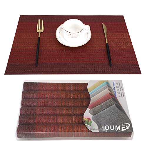 OUME Tischsets Abwischbar 6er Set Platzset Abwaschbar PVC rutschfest Abgrifffeste Hitzebeständig Platzdeckchen für Zuhause Restaurant, 30 x 45cm von OUME