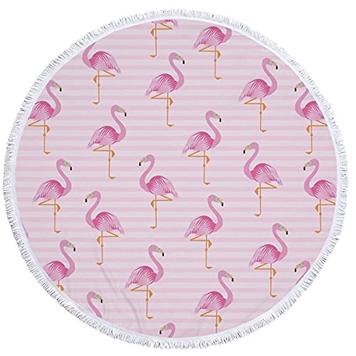 OUMIFA Picknickdecke Tropic Flamingo Print Sommer Strandtuch Außenwasser Sport Tuch Schwimmen Surf Handtücher Tragbare Große Runde Yoga Matte Camping Outdoor Decke (Color : 2) von OUMIFA