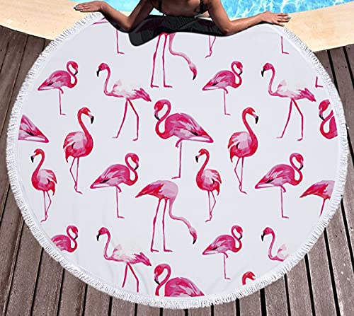 OUMIFA Picknickdecke Tropic Flamingo Print Sommer Strandtuch Außenwasser Sport Tuch Schwimmen Surf Handtücher Tragbare Große Runde Yoga Matte Camping Outdoor Decke (Color : 4) von OUMIFA