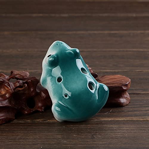 Okarina-Instrument 6 Löcher Frosch Ocarina Kreative farbige Glasur handgefertigte Niedliche Tiere Form Glattes Oberflächen-Souvenir-Musikinstrument Anmutige Form-Keramik-Okarina ( Color : Dark Green ) von OUMIFA