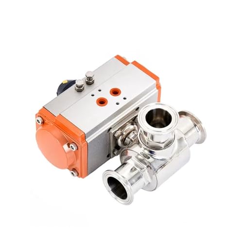 45mm Pneumatische Drei-Wege-Kugelhahn Klemme Edelstahl Doppeltwirkend T/L Typ 1Pcs(T type) von OUMIFAND