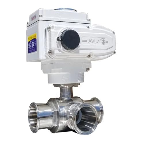 89mm 3-Wege-Elektro-Kugelhahn 220V 12V Edelstahl Tri Clamp Ferrule T/L Typ motorisiert 1Stk(T TYPE_24VDC) von OUMIFAND