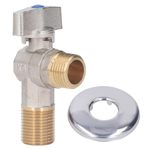 G1/2 Gewinde Messing Dreieck Ventil Kalten Heißer Wasser Winkel Stop Ventil for Küche Bad 1Pcs(Blue Label) von OUMIFAND