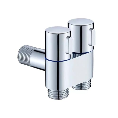 G1/2 Legierung Doppel Control Winkel Ventil 1 In Zwei Out Wand Montieren Wasserhahn Toilette Dreieck Ventil 1Pcs(Chrome) von OUMIFAND