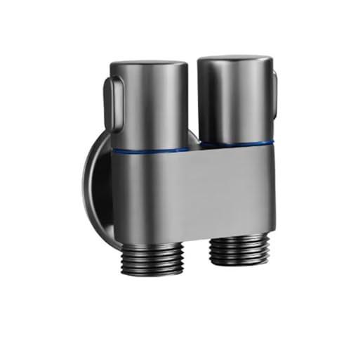 G1/2 Legierung Doppel Control Winkel Ventil 1 In Zwei Out Wand Montieren Wasserhahn Toilette Dreieck Ventil 1Pcs(Light Grey) von OUMIFAND