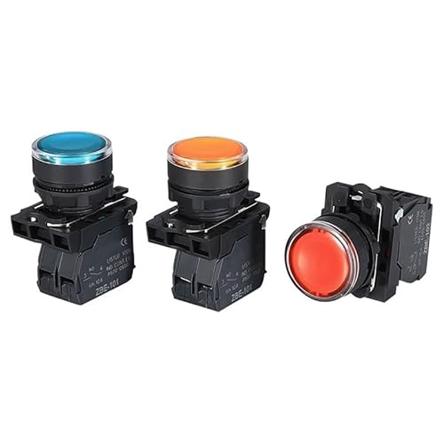 NB5 XB5 AW33B1C Druckschalter 24 V Momentary Schalter 22 mm Federrückstellung 1 Stück(Blue,1NO_24 V) von OUMIFAND