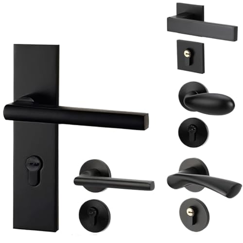 OUMIFAND Türgriff aus Aluminiumlegierung, für Innen/Schlafzimmer, geteilte Türschlösser, leises Schloss, Karosserietürbeschläge, Schwarz, 1 Stück (O) von OUMIFAND