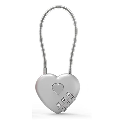 Sechs Farben Liebesschloss Box Geschenk Hochzeit Schloss Herz Liebe Kombinationsschloss Schultasche Rucksack Zugstange Box Konzentrisches Schloss 1Stk(Light Grey-135mm) von OUMIFAND