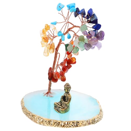 OUNONA 1 Satz Buddha Statue Kristallbaum Hausskulptur Skulpturen Wohnkultur Baumschmuck-Ornament Wohndeko Für Büro-empfangsdekoration Schreibtisch-Baum- Baumdekor Figur Kupfer von OUNONA