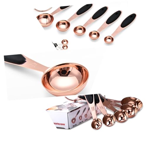OUNONA 1 Satz Messlöffel-set Messbecher Löffel Messen Küchenbackgeschirr Aus Edelstahl Küchenzubehör Edelstahllöffel Backformen Aus Edelstahl Rostfreier Stahl Rose Gold von OUNONA