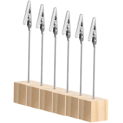 OUNONA Multifunktionale Desktop Nachrichtenclips aus Holz 6 Stück Wiederverwendbare Memo und Fotohalter als Tischkarten und Menüständer für Büro Partys und Zuhause von OUNONA