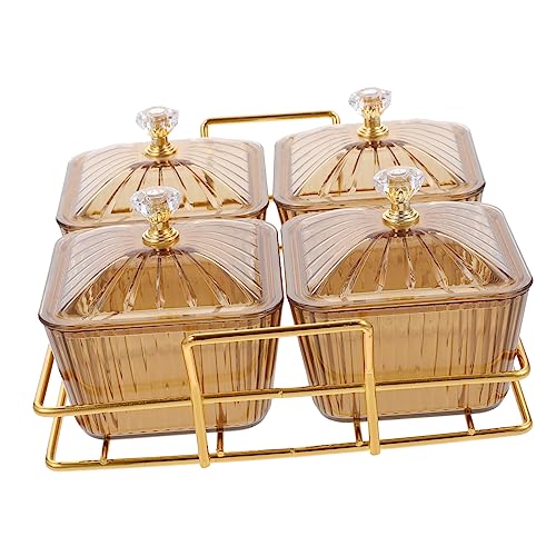 OUNONA 1 Satz Snackteller Snackteller Tablett Vorspeisenteller geteilt Büfett Obstschale Snack-Gericht Servierteller Snack -Servierschale p.s Golden Wiederverwendbar von OUNONA