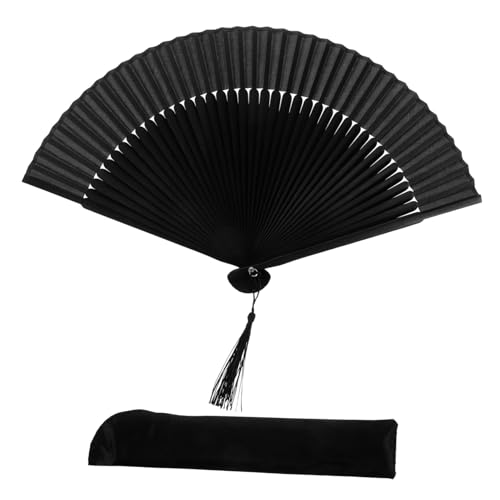 OUNONA 1 Satz Vintage Handfächer mit Quaste Traditioneller Faltbarer Fächer im Chinesischen Stil für Tanz Hochzeiten und Dekoration mit Fächer und Tragetasche von OUNONA