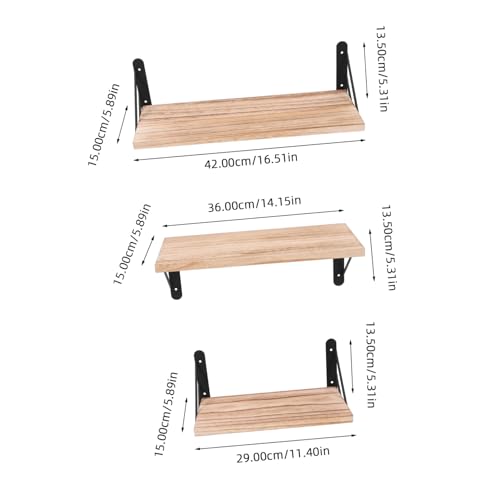 OUNONA 1 Satz Wandregal Set aus Holz Teiliges Floating Shelf für Wohnzimmer Schlafzimmer und Badezimmer Robuste Konstruktion zu Montieren und Platzsparend Ablagefläche von OUNONA