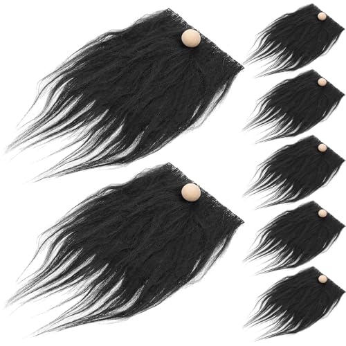 OUNONA 1 Set mit Künstlichen Bärten Und Holzkugeln, Vorgeschnittener Zwergenbart für Handgefertigte Puppen, Halloween, Weihnachten, Bastelbedarf von OUNONA