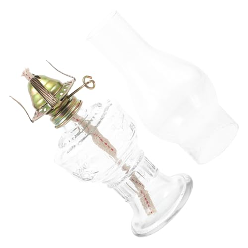 OUNONA 1 Stück Glas Petroleumlampe Vintage Öllampe Fackellampen Wohnzimmer Feuerlaternen Outdoor Pendellampe Goldlampe Retro Hängelampe Lampenschirm LED Camp von OUNONA