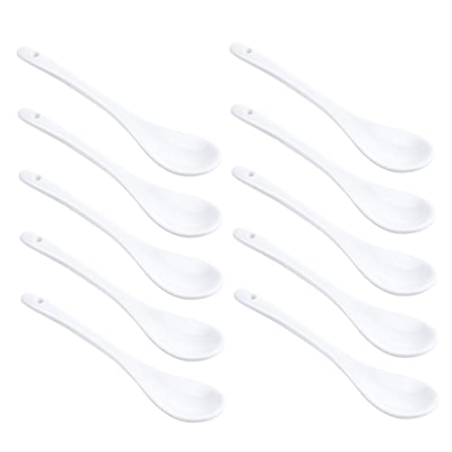 OUNONA Kaffeelöffel Rührlöffel Dessertlöffel 10 Stück Weiß Keramik 13cm Verschleißfest Poliert Vielseitig für Kaffee Getränke Suppe und Gebäck von OUNONA