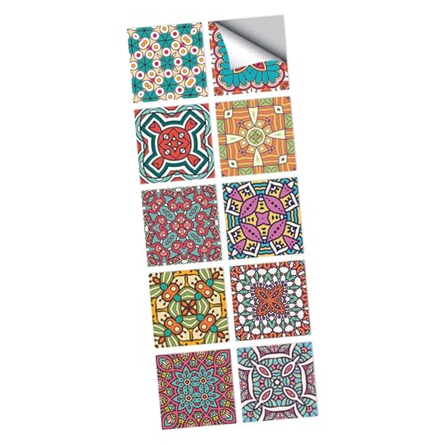 OUNONA 10 Stück Teiliges Dekorative Fliesenaufkleber Selbstklebend Vintage Muster DIY Wandfliesen Sticker für Küche Bad und Glatte Oberflächen von OUNONA