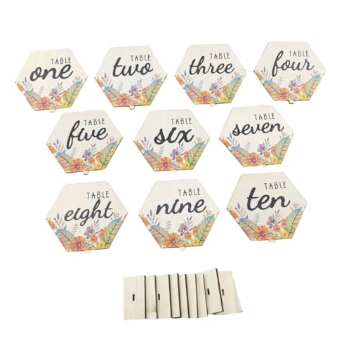OUNONA 10 Stück Teiliges Set Holz Tischnummern mit Halter Zahlen Dekoration für Hochzeit Rustikale Sitztafeln Vielseitige Tischkartenhalter für Partys und Feierlichkeiten von OUNONA