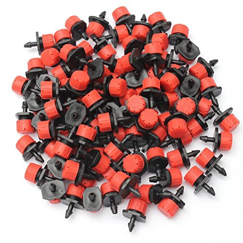 OUNONA 100 Stück Einstellbare Bewaesserung Sprinkler Micro Flow Tropfbewässerung Tropfer Kopf für Blumenbeete, Gemüsegärten, Rasen von OUNONA