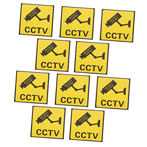 OUNONA 10Stücke Videoüberwachung Aufkleber Warnschild für Cctv Leicht Anbringbar für Innen Außenbereich Hellfarbig für Verschiedene Oberflächen von OUNONA