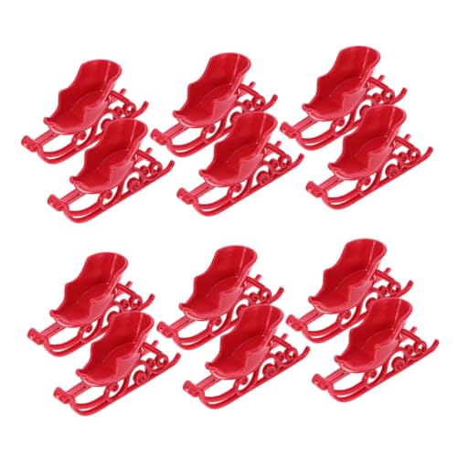 OUNONA 12 Stück Mini Weihnachts Schlitten Dekoration Teiliges aus Miniatur Weihnachtsornamenten Langlebige Kunststofffiguren für Tischdekoration Weihnachtsbaum Zubehör und Festtagsfeiern von OUNONA