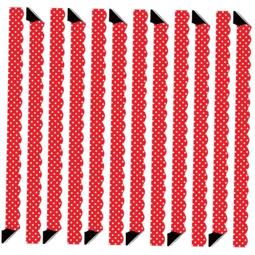 OUNONA 12 Stück Teiliges Magnetisches Wellenrand dekorset in Rot mit Punkten Abnehmbarer für Pinnwand und Magnettafel Selbstklebend für DIY deko im Büro Klassenzimmer und Zuhause von OUNONA