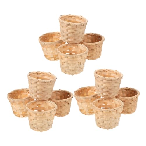 OUNONA 12 Stück Teiliges Mini Bambuskorb Set Handgewebt Rustikales Design Vielseitig für Schreibtisch Aufbewahrung Kleiner Gegenstände für Sukkulenten Kunstblumen Kompakt und Dekorativ von OUNONA
