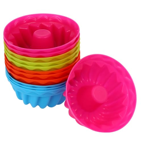 OUNONA 12Pcs Silikon Gugelhupf Backform, Wiederverwendbare Kuchenform Set für DIY Backen(gelegentliche Farben) von OUNONA