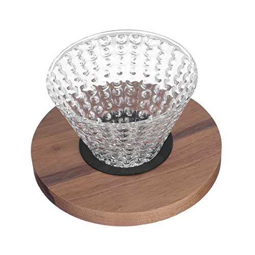 OUNONA 1Stk Kaffeekannen-Trichter Handaufschäumer für Kaffee Kaffeefilter aus Glas kaffeepadmaschine Kaffeetasse Sieb Glastrichter mit Holzschale verdickter Glasfilter von OUNONA