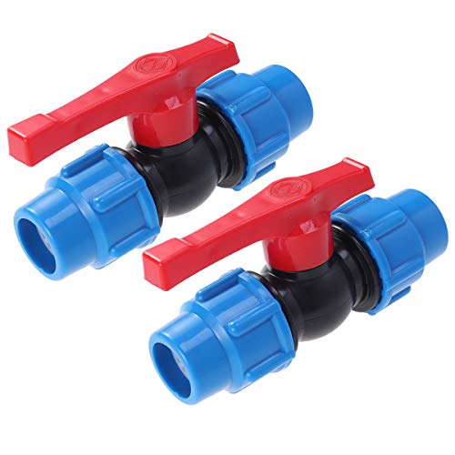 OUNONA 2 ST¨¹CKE 3/4" Kunststoff Kugelhahn Absperrhahn Kugelventil Wasserventil Absperrventil f¨¹r Garten Aquarium Durchfluss Stecker Rohr Bewsserung Schlauchleitungg (Blau) von OUNONA