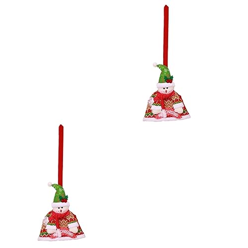 OUNONA 2 STK Besen für Weihnachtsfeier Requisiten Weihnachtsdekoration Schneemann Besenkoffer weihnachtsmotiv weihnachtsbaumdeko Weihnachtsbesenkoffer Besen für Cosplay-Versorgung rot von OUNONA