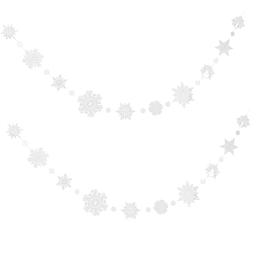 OUNONA 2 STK. Weihnachtsdeko Teiliges Schneeflocken Girlande aus Wasserfestem Leichte Schneeflocken Wimpel für Fenster Weihnachtsbaum und Party Dekoration von OUNONA