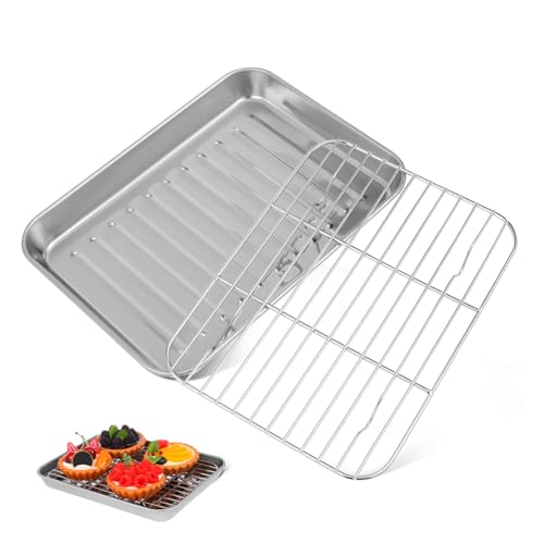 OUNONA 2sätze Edelstahl-backblech Mit Gitterrost Pizzablech Und Ofenblech Für Backofen Inklusive Fleischblech Und Kühlgitter Zum Braten Und Backen von OUNONA