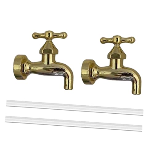 OUNONA 2 Sätze Unsichtbare Wasserhahn dekoration aus Kunststoff Fließender Auslauf für Gartenteiche und Springbrunnen Kreatives Robustes Gartendeko accessoire in Gold Einfache Montage von OUNONA