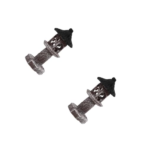 OUNONA 2 Stck. Aquarium Dekoration Lampenpfosten Figurine Realistisches Ornament für Fischbehälter aus Resin Sicher und Wasserqualitätsneutral für Aquarien und Teiche von OUNONA