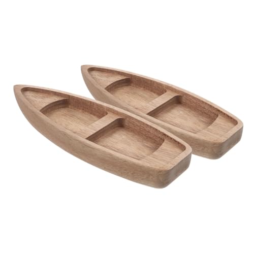 OUNONA 2 Stück Bootsmodell Heimdekoration Miniatur Segelboot Feengarten Zubehör Strand Und Bürodekor Segelboot Dekoration Kanuboot Mini Kanu Figur Miniatur Kanu Holz Hellbraun von OUNONA