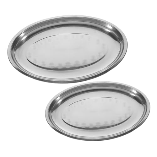 OUNONA 2stücke Ovale Serviertabletts Aus Edelstahl Großes Metalltablett Hochglanzpolierte Platten Für Vorspeisen Und Hauptgerichte von OUNONA