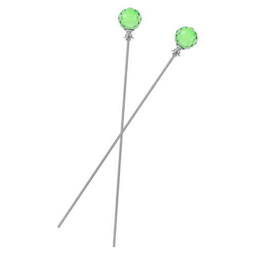 OUNONA 2 Stück Gartenstäbe mit Kristallaufsatz Stabiles Metallpflanzstütze mit Langem Gewindebolzen Dekorative Feenstab-Elemente für Blumentöpfe Indoor-Pflanzen und Gartenakzente von OUNONA