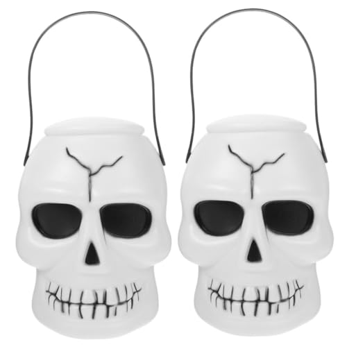 OUNONA 2 Stück Halloween Schädel Süßigkeiteneimer aus Robustem Kunststoff mit Deckel und Henkel Wiederverwendbare Snackbox für Praktischer Süßigkeitenhalter für Halloween Partys und OUNONA 2 Stück Halloween Schädel Süßigkeiteneimer aus Robustem Kunststoff mit Deckel und Henkel Wiederverwendbare Snackbox für Praktischer Süßigkeitenhalter für Halloween Partys und von OUNONA