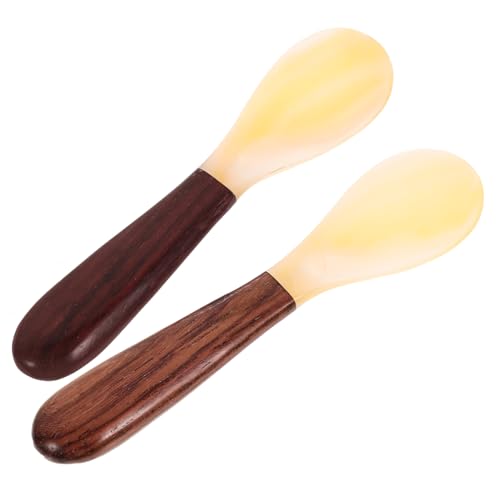 OUNONA 2 Stück Kreative Holzgriff Muschelschaufeln Praktische Kaffeelöffel für Zuhause Caviar Löffel Tableware für Verschiedene Anlässe Zufällige Farbe Zufällige Farbe von OUNONA