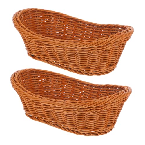OUNONA 2 Stück Kunststoffkörbe Imitation Rattan Woven Körbe für Küchenorganisation zur Aufbewahrung von Obst Snacks und Backwaren Offen und Zugänglich Vielseitig von OUNONA