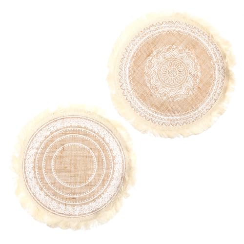 OUNONA 2 Stück Teiliges Boho Platzset aus Weißem Baumwoll Leinen mit Quasten Hitzebeständig und Gestrickt Eleganter Tischschutz für Esszimmer und Dekorative Tafelgestaltung von OUNONA