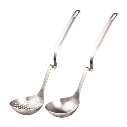 OUNONA 2 Stück Teiliges Suppenkellen Set Bestehend aus Schöpflöffel und Sieblöffel Hitzebeständig Spülmaschinengeeignet zum Servieren und Kochen im Hotpot von OUNONA