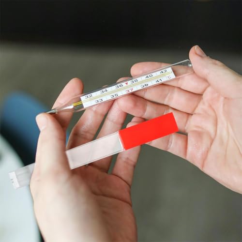 OUNONA 2 Stücke Kunststoff Thermometer Lagerung Box, Thermometer Halter Fall, Rot, 5, 27x0, 63x0, 39 Zoll, für Erwachsene von OUNONA
