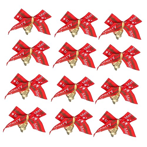OUNONA 24 Stück Teiliges Rote Weihnachtsglocken Schleifen Ferrolegierung Langlebige Kleine Deko Bögen für Geschenkverpackung DIY und Weihnachtsbaum Schmuck Festliche Xmas Dekoration von OUNONA