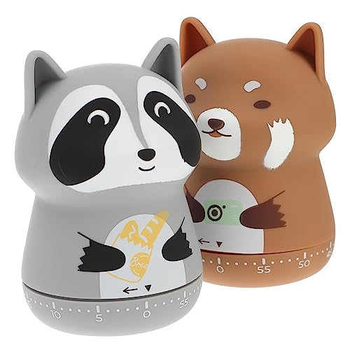 OUNONA 2Stücke Küchen Timer im Cartoon Tierdesign Praktischer Zeitmanager für Backen und Kochen Einfach zu Bedienen Robustes Material für Erwachsene von OUNONA